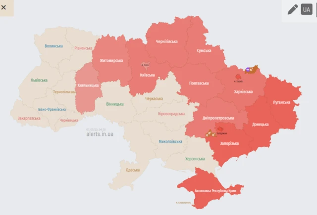 карта воздушной тревоги