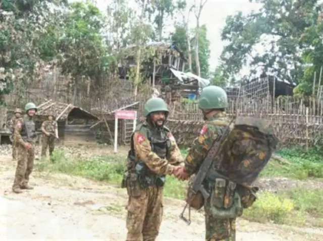 ဥကရစ်ထခြေကုပ်စခန်းကို ခုခံကာကွယ်ခဲ့တယ်လို့ ၂၀၂၂ ခုနှစ်က မြန်မာစစ်တပ်ထုတ်ပြန်ထားတဲ့ပုံ (ပုံဟောင်း)