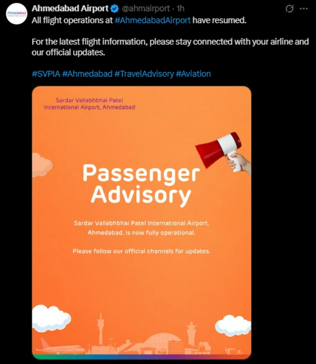 বিমানবন্দর কর্তৃপক্ষের এক্স পোস্ট