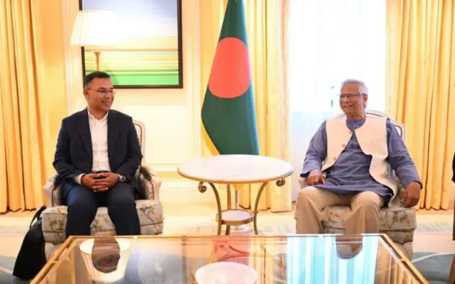 মুহাম্মদ ইউনূস এবং তারেক রহমান।