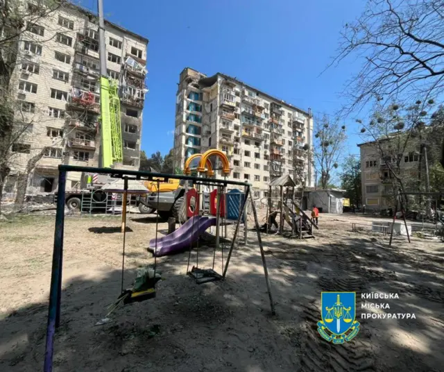 Разрушенный дом в Соломенском районе Киева
