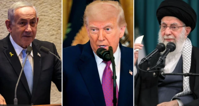 Hoton Netanyahu da Trump da Ayatollah Ali Khamenei