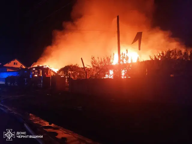 Пожар в Прилуках после атаки дронов