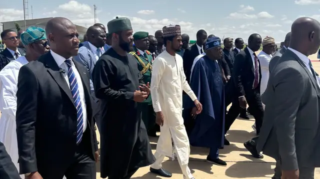 President Tinubu wit im official arrive for Katsina