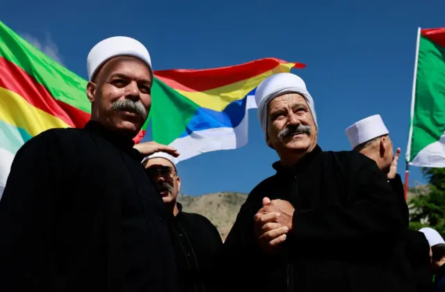 لقاء سنوي في مقام النبي شعيب، وهو مكان مقدس لدى الطائفة الدرزية، في مجدل شمس (صورة أرشيفية)