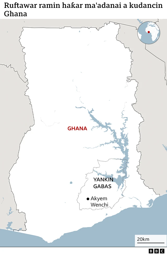 Taswirar yankin da ramin haƙar ma'adanai ya rufta kan mutane a Ghana