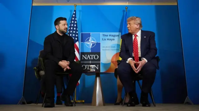 Volodymyr Zelensky oo la sawiran Donald Trump