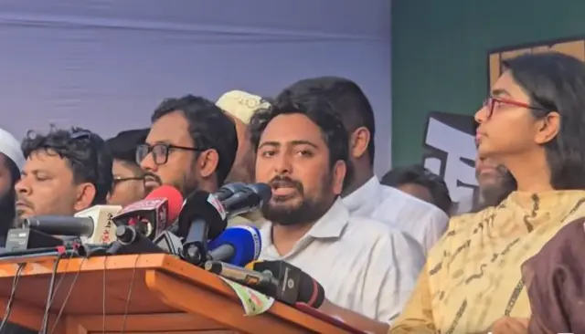 শেরপুরে জুলাই পদযাত্রা অনুষ্ঠানে কথা বলছেন নাহিদ ইসলাম