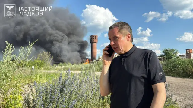 Губернатор на фоне пожара в Шебекино