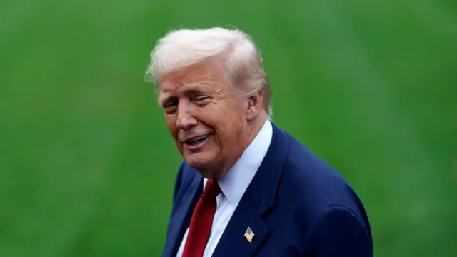 Дональд Трамп на зеленой лужайке