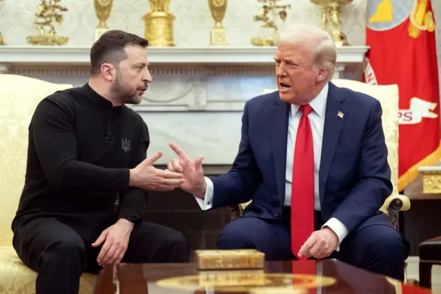 Onyeisiala mba Amerịka bụ Donald Trump  na Onyeisiala mba Yukren bụ Volodymyr Zelensky