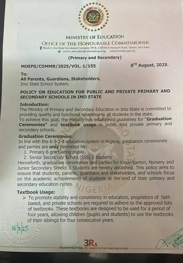 A kagbuola mmemme ‘graduation’ maka ụmụakwụkwọ ọtaakara n’Imo steeti