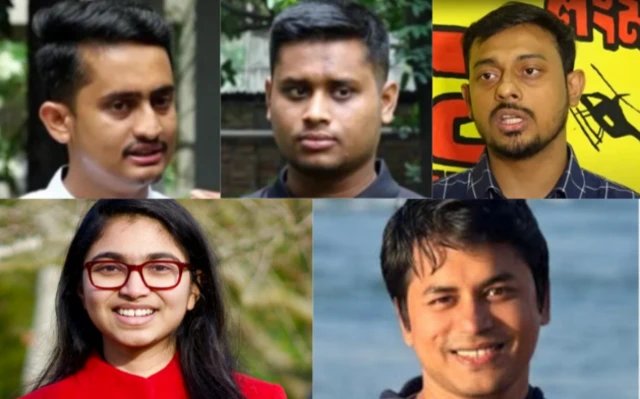 কারণ দর্শানোর নোটিশ পাওয়া দলের পাঁচ নেতা হলেন- সারজিস আলম, হাসনাত আব্দুল্লাহ, নাসীরুদ্দীন পাটওয়ারী, তাসনিম জারা ও খালেদ সাইফুল্লাহ।