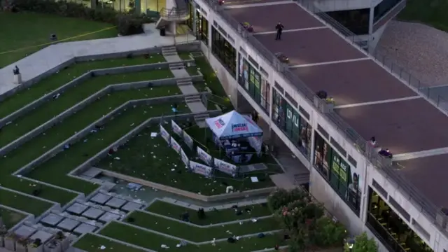 تصویر هوایی از محل تیراندازی به چارلی کرک در دانشگاه یوتا ولی