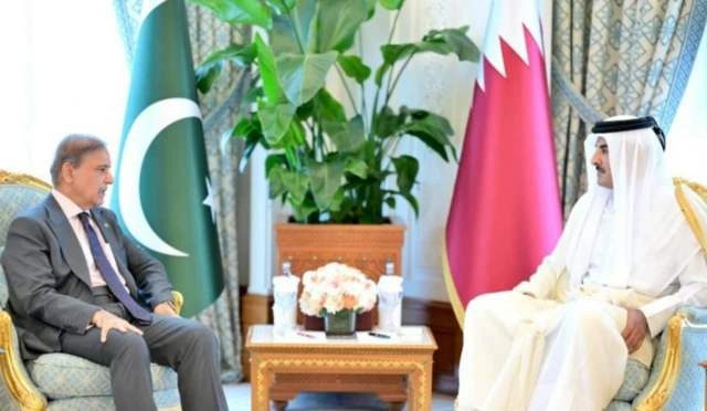 पीएम शहबाज़ शरीफ़ और क़तर के अमीर शेख़ तमीम बिन हमाद अल-थानी