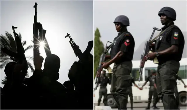 Onyinyo ndị mmadụ atọ buliri egbe ha elu na ndị uweojii abụọ bu egbe n'etịtị ndị uweojii ọzọ jikọtara aka ha ọnụ.