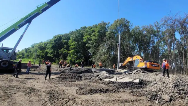 Работы на месте взрыва