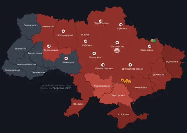 Карта воздушных тревог