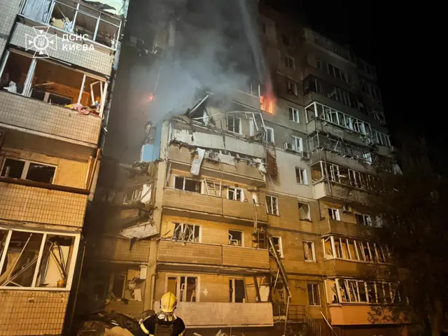 Пострадавшая девятиэтажка в Святошинском районе Киева