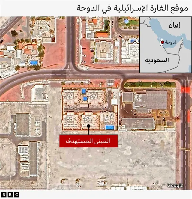 موقع الغارة الإسرائيلية في الدوحة