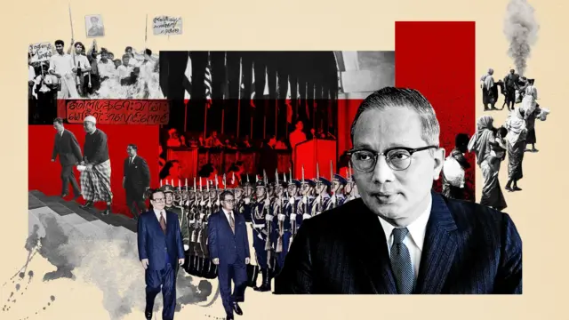 ဘန်ဒေါင်းညီလာခံ၊ ဦးနုနဲ့ ဦးသန့်တို့ကို အဖြူအနီအဝါရောင် ပေါင်းစပ် ဓာတ်ပုံ