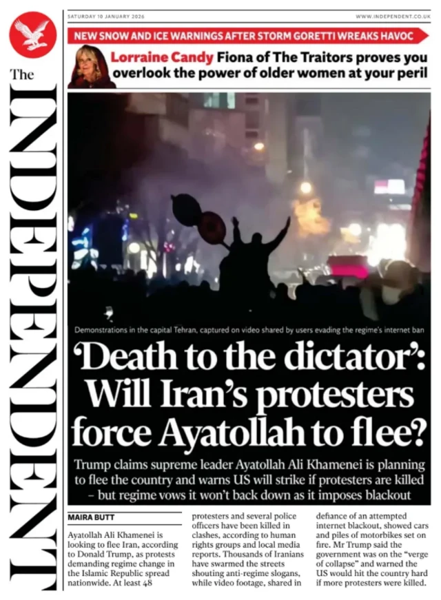 صفحه اول امروز روزنامه ایندپندنت چاپ لندن