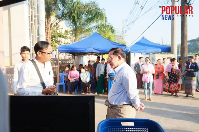 စစ်ခေါင်းဆောင် ဗိုလ်ချုပ်မှူးကြီးမင်းအောင်လှိုင် သွားကြည့်ခဲ့တဲ့ လှိုင်မြို့နယ်၊ မဲရုံ အမှတ် (၃)