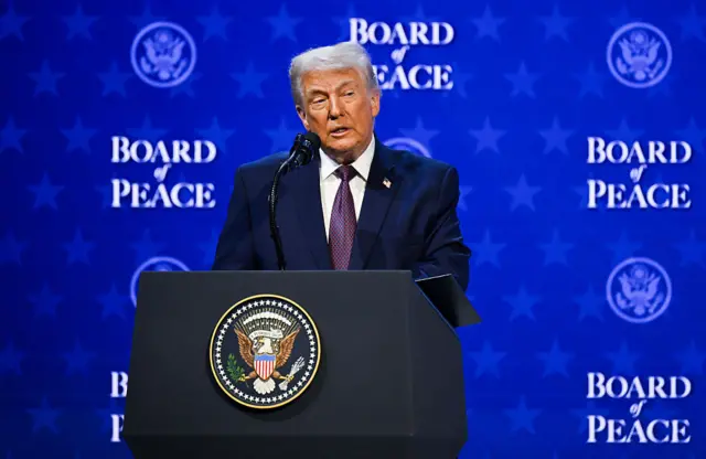 دونالد ترامپ در مراسم رونمایی از منشور شورای صلح غزه