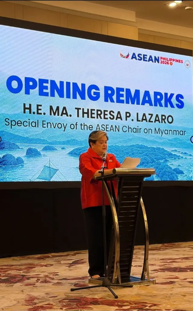 ဖိလစ်ပိုင်နိုင်ငံ၊ တာဂါတေးမြို့မှာ ပြုလုပ်ခဲ့တဲ့ မြန်မာအရေးသက်ဆိုင်သူများပါဝင်တဲ့အစည်းအဝေးက အာဆီယံအထူးသံ ဖိလစ်ပိုင်နိုင်ငံခြားရေးဝန်ကြီး ထရီဇာ လာဇရို