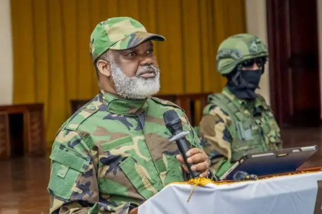 Nangaa akiwa katika mkutano wa waandishi wa habari wa M23 mjini Goma