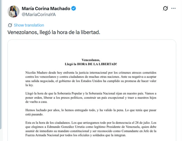 твит и обращение Мачадо