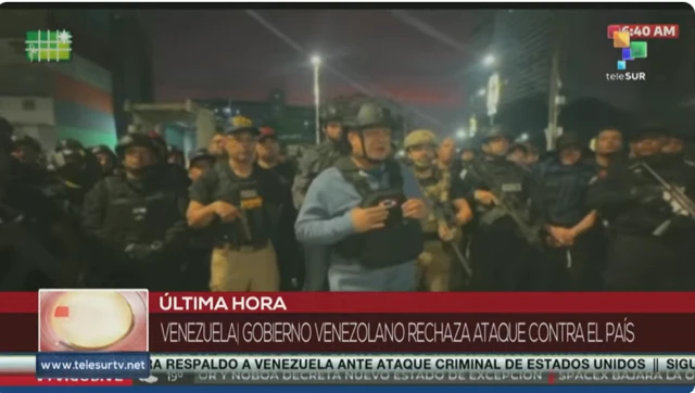 Captura de pantalla de la televisión en la que se ve a Diosdado Cabello y militares.