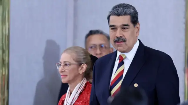 President Maduro and his wife Cilia Flores pictured in Caracas in September 2025