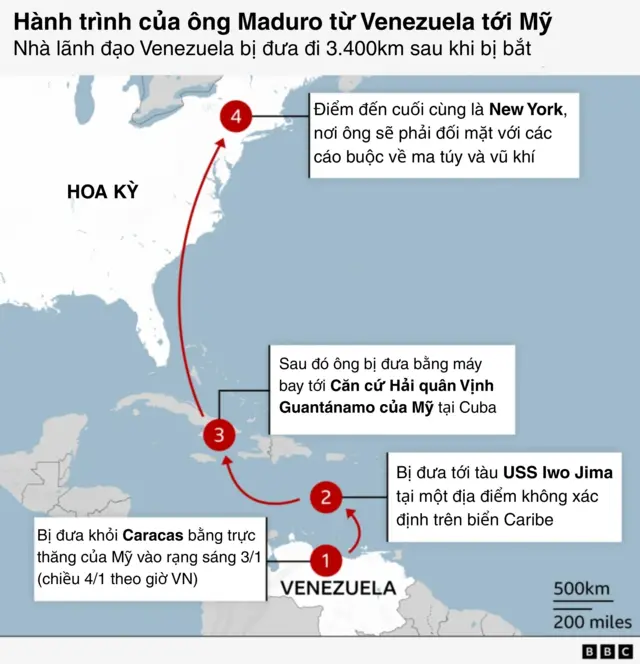 Ông Maduro đã được đưa từ Venezuela đến New York như thế nào?