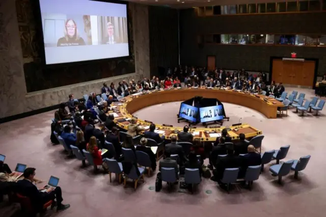 Vista geral da sessão do Conselho de Segurança da ONU, em Nova York