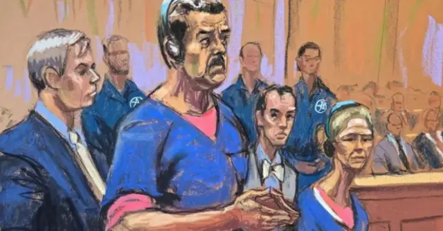 Николас Мадуро и его жена Силия Флорес присутствуют на судебном заседании вместе с адвокатами защиты Барри Поллаком и Марком Доннелли