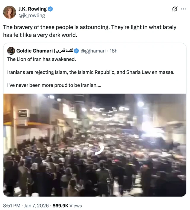 اسکرین پست جی کی رولینگ در شبکه ایکس