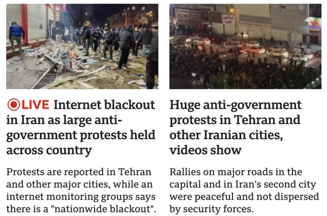 اسکرین از صفحه زنده بی‌بی‌سی انگلیسی