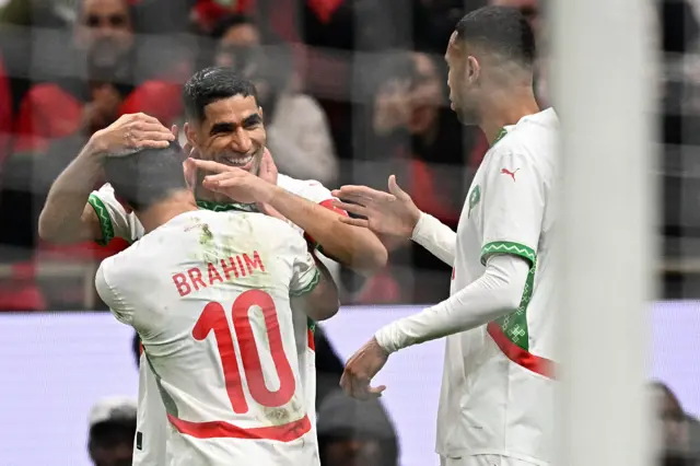 Célébration du but marocain