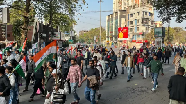 कोलकाता में पश्चिम बंगाल की मुख्यमंत्री ममता बनर्जी की रैली