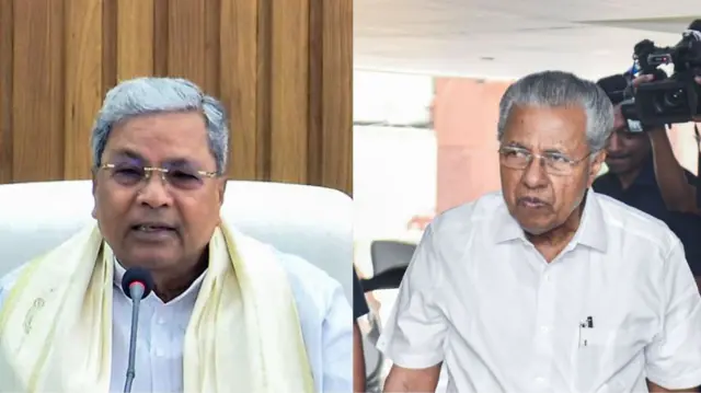 कर्नाटक के मुख्यमंत्री सिद्धारमैया और केरल के मुख्यमंत्री पिनाराई विजयन