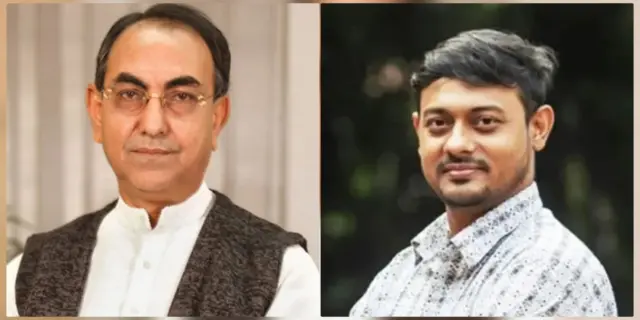 ধানের শীষ প্রতীকের বিএনপি নেতা মির্জা আব্বাস এবং শাপলা কলি প্রতীক নিয়ে জাতীয় নাগরিক পার্টির (এনসিপি) নেতা নাসীরুদ্দীন পাটওয়ারী