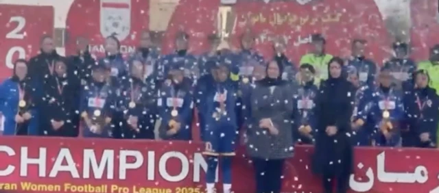 مراسم قهرمانی تیم فوتبال زنان خاتون بم