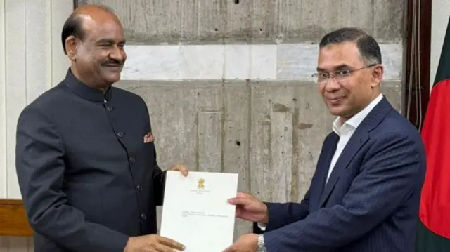 ভারতের লোকসভার স্পিকার ওম বিরলা এবং বাংলাদেশের প্রধানমন্ত্রী তারেক রহমান