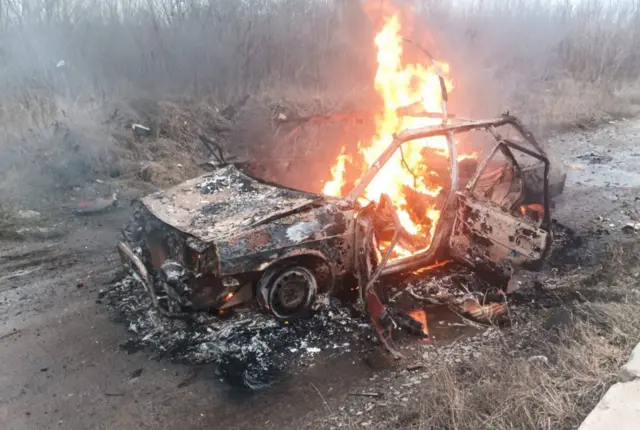 Автомобиль сгорел после атаки FPV-дрона — фото прокуратуры