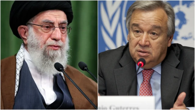 የተባበሩት መንግሥታት ዋና ጸሐፊ አንቶኒዮ ጉቴሬዝ እና የኢራን ጠቅላይ መሪ አያቶላህ አሊ ኻሜኒም