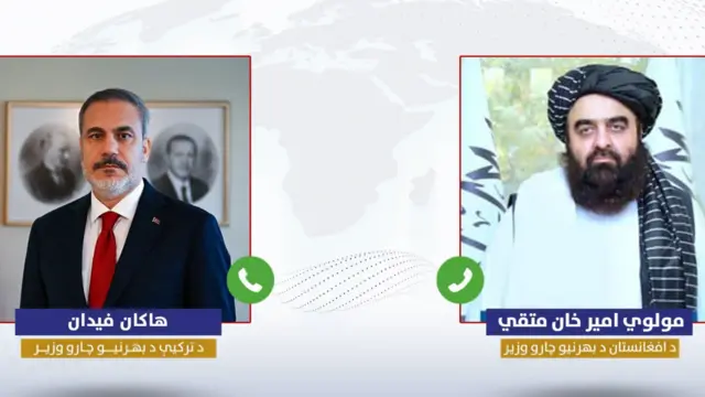 وزیران خارجه طالبان (راست) و ترکیه