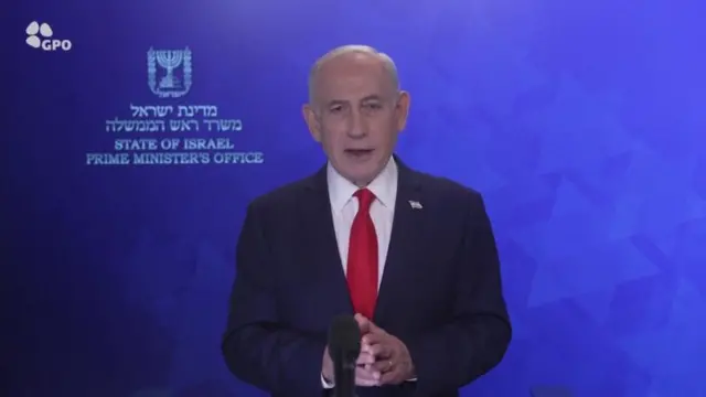 Benjamin Netanyahu em pronunciamento