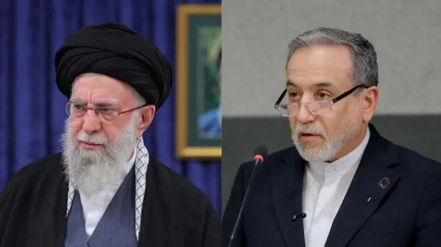 ईरान के सुप्रीम लीडर आयतुल्लाह अली ख़ामेनेई और ईरान के विदेश मंत्री अब्बास अराग़ची