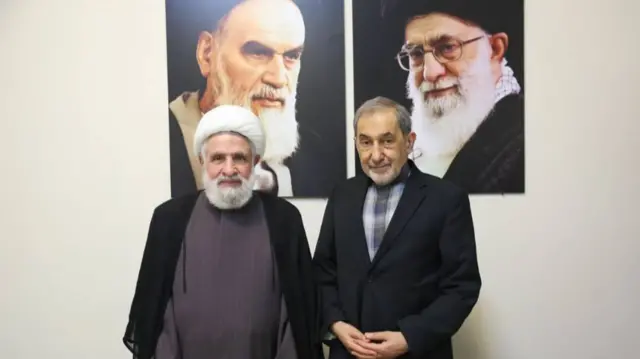 علی‌اکبر ولایتی و نعیم قاسم در سال ۱۴۰۱